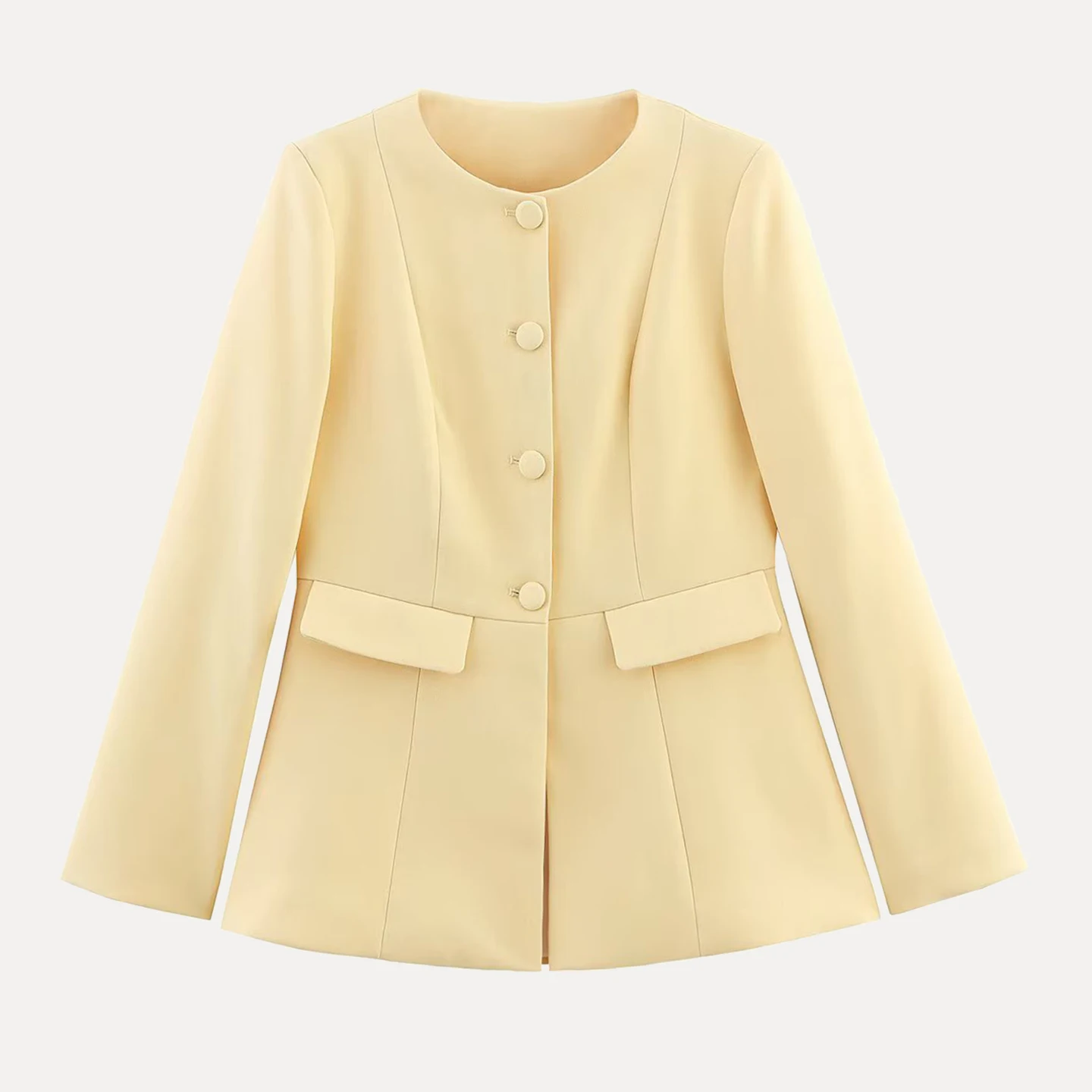 

Slim Fit round Ne Button up Faionable Versatile Women's Outerwear Commute Sle Polyester Fiber Long Sve Color