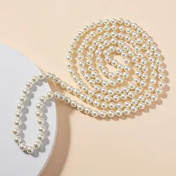 Japanese and Korean fashion imitation pearl necklace a 150 cm long knot-bead long necklace for women