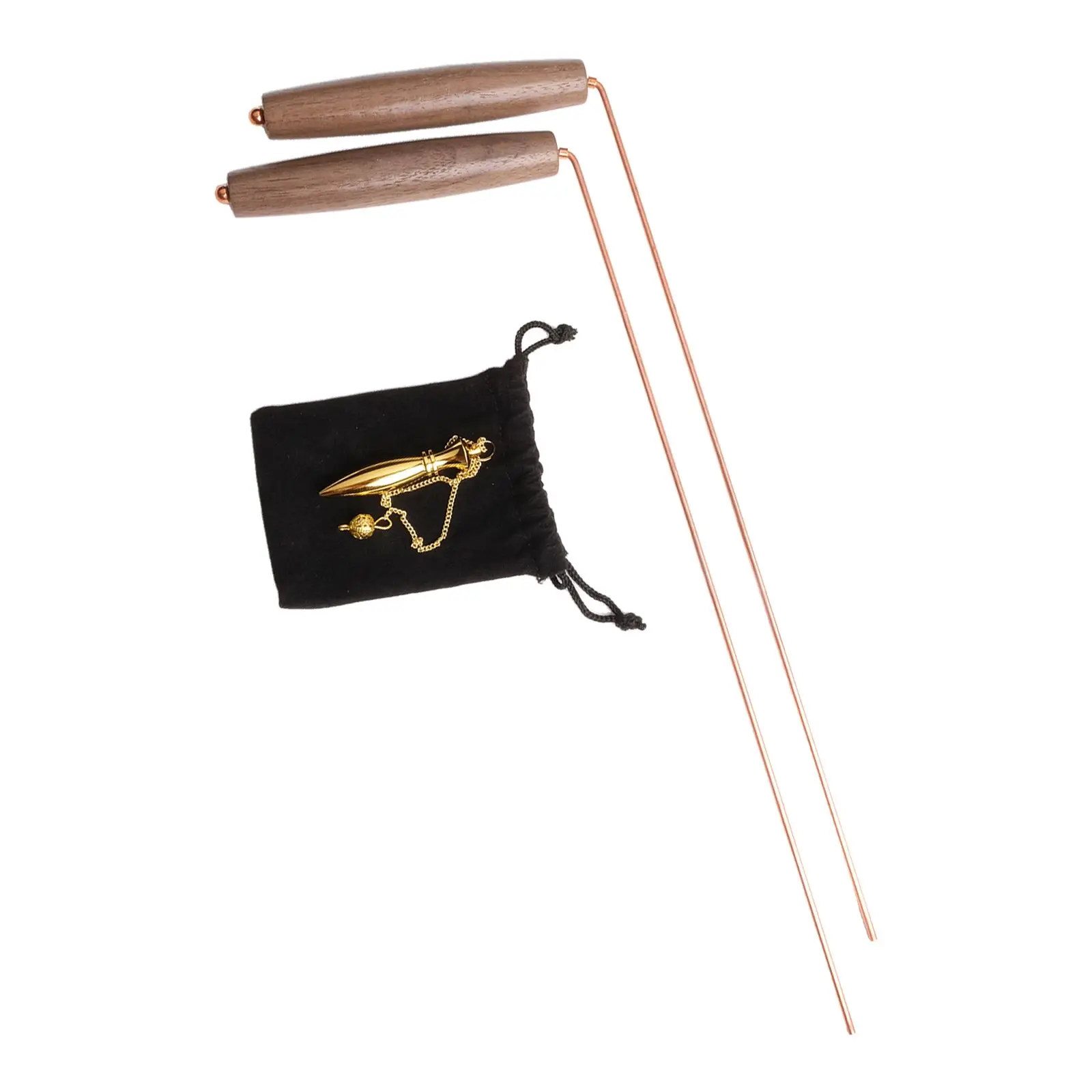 2pcs Pure Copper Metal Detector Rods Water Witching Portable Dragon Seeking Divination Tools With Wooden Handles Dowsing Rods