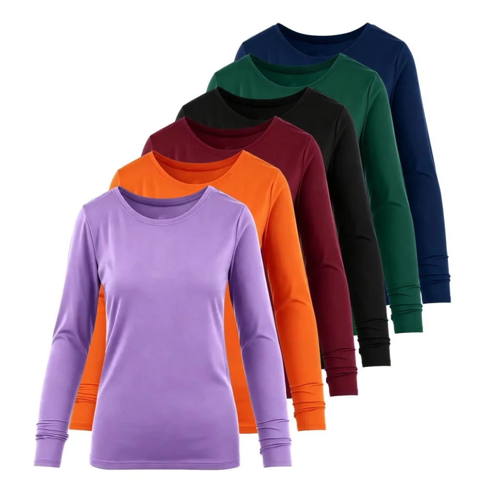 Crew Neck Long Sleeve Scrub Undershirt, Medical Base Layer, Autumn Winter Healthcare Workwear