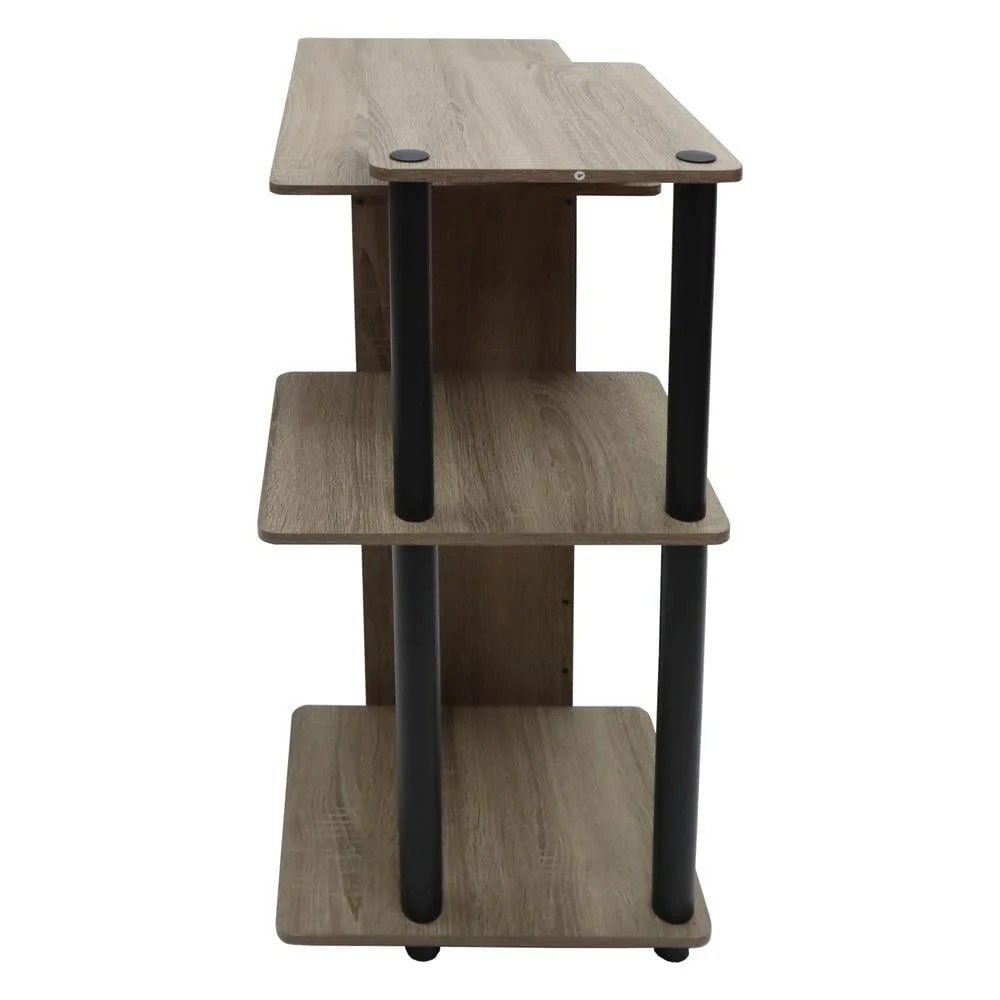 

Multi-Purpose Student Desk with Three Shelves Home Office Laptop Storage Easy Assembly Grey Woodgrain Finish Ideal Dorm Room