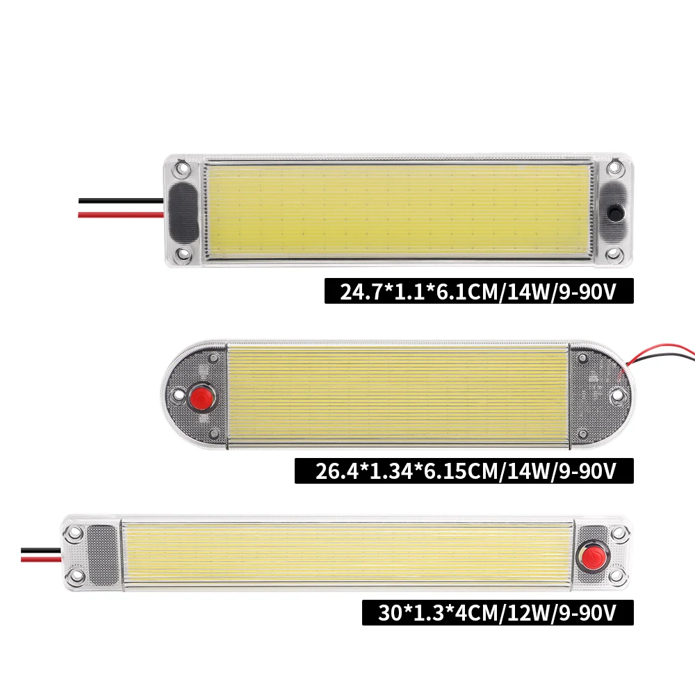 Tira de luz LED de lectura para coche, lámpara de techo Interior con carcasa acrílica de 12V y 24V, con interruptor, para furgoneta, camión, Camper