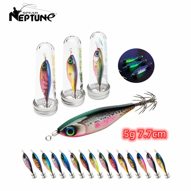 Nouvelle Leurre de pêche à la traîne Egi 5g, type Calamar Lumineux, Pieuvre à pattes, Crevette artificielle en bois, Calamar horizontal, Pieuvre aérienne, avec hameçon