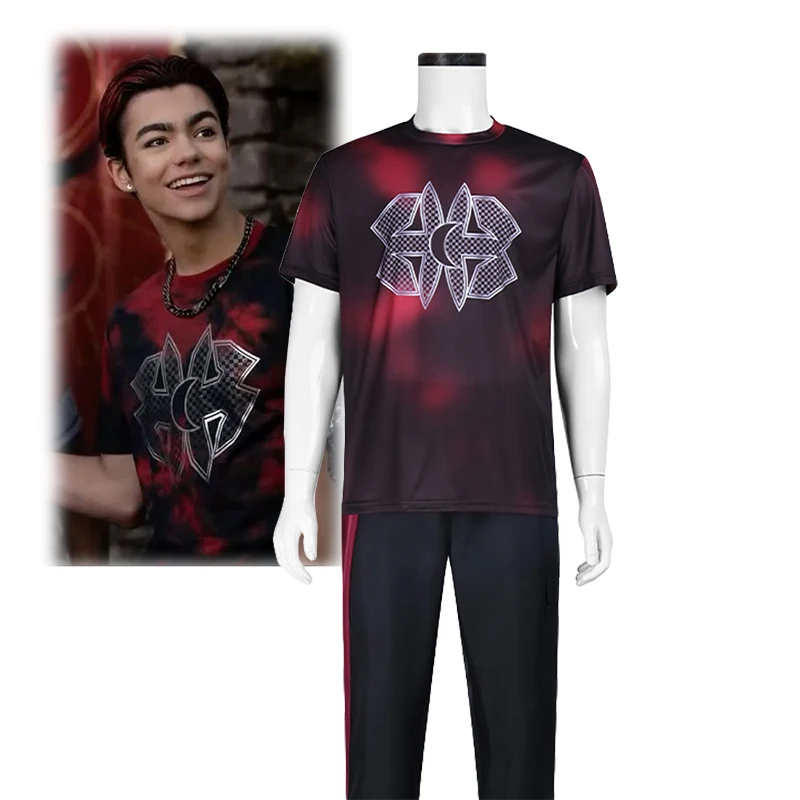 Movie Vampire Victor Cosplay Costume Zombies Men Short Sleeve Red Punk T-Shirt Pants Set Nightwalker Halloween Carnival Outfit