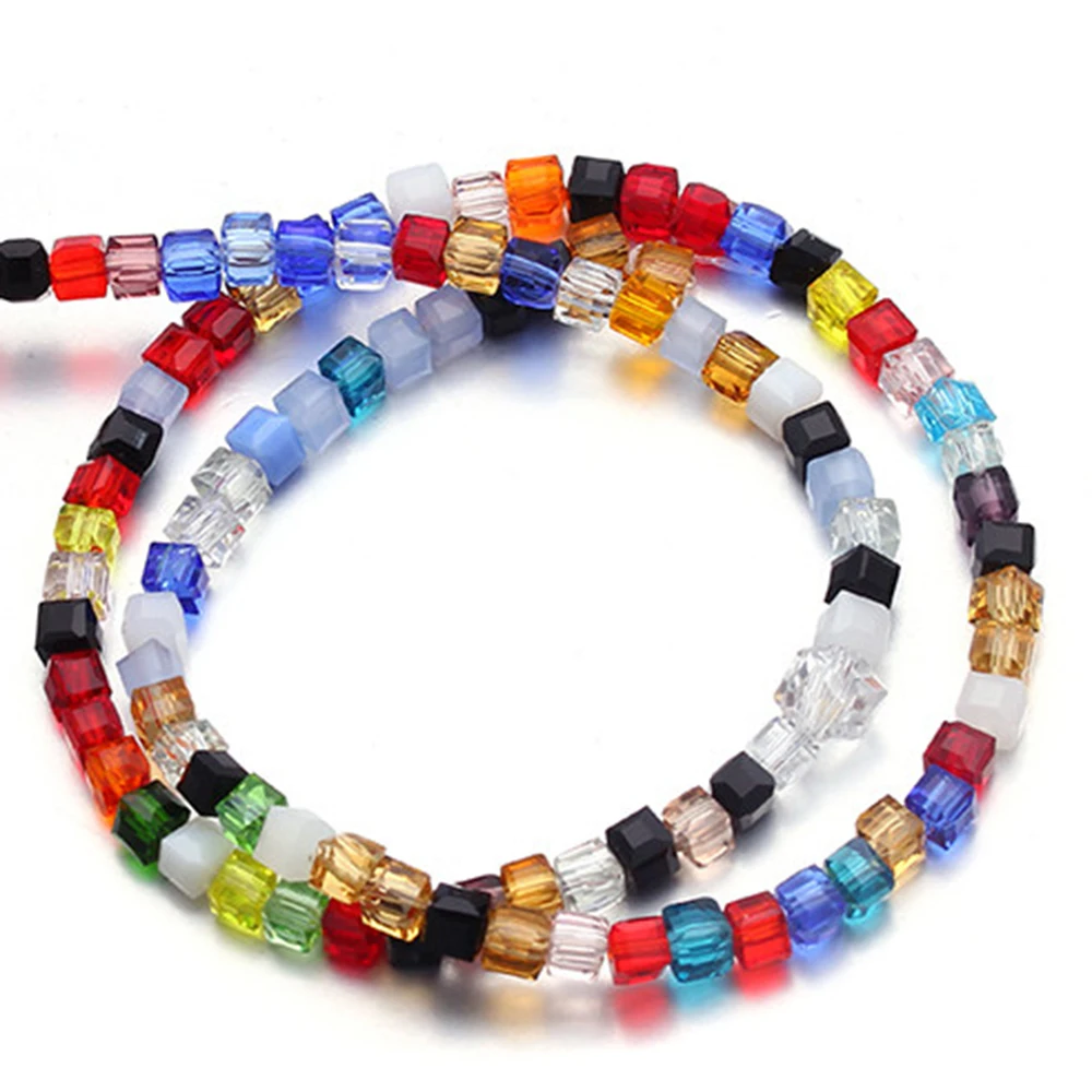 4mm 6mm 8mm Faceted Clear Blue Cube Loose Beads For Jewelry Making Square Bead DIY Bracelet Clear Cube Bead Strands F6 view 5