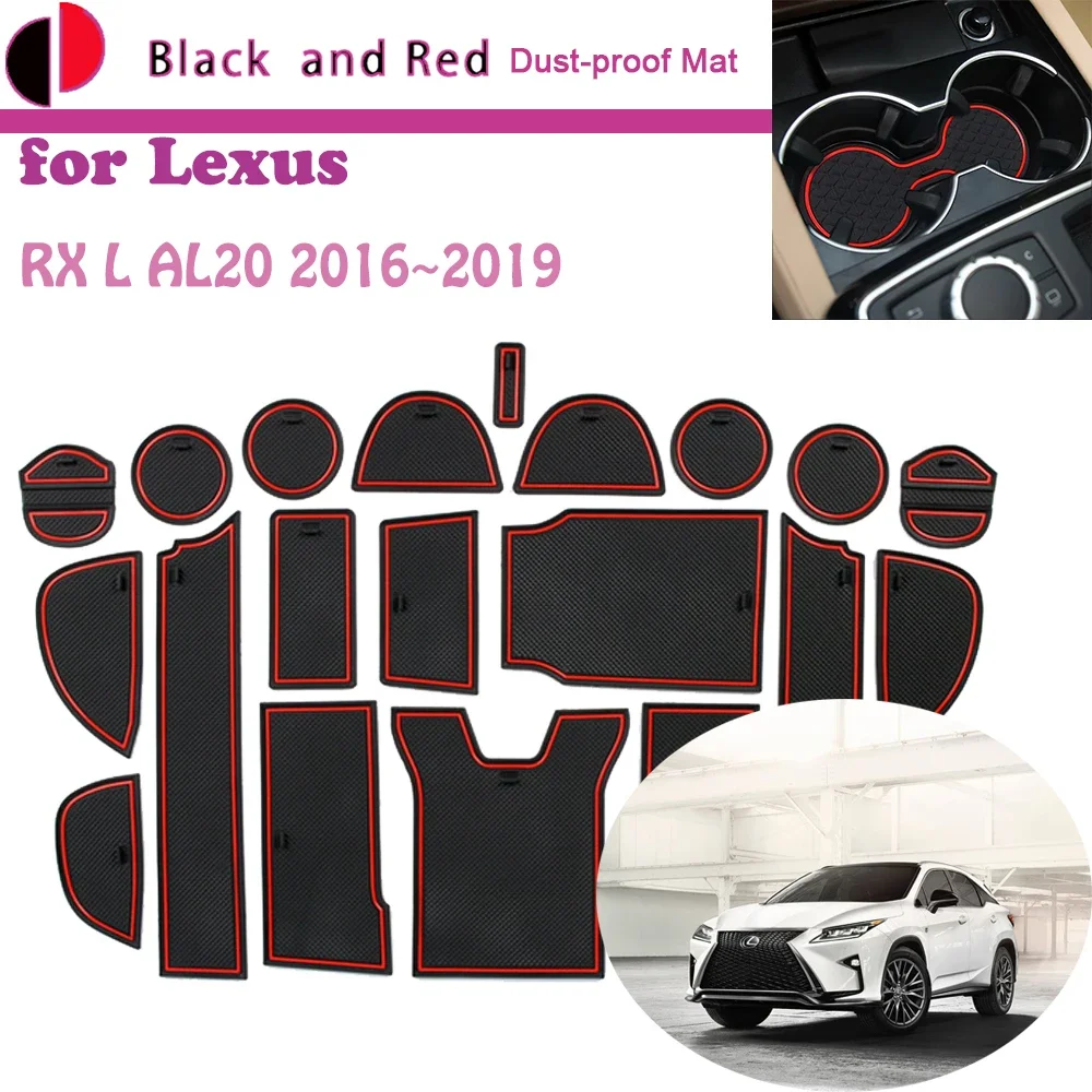 Rubber Door Groove Mat for Lexus RX L AL20 350 450h F Sport 2016~2019 Cushion Gate Storage Slot Coaster Dust-proof Car Sticker