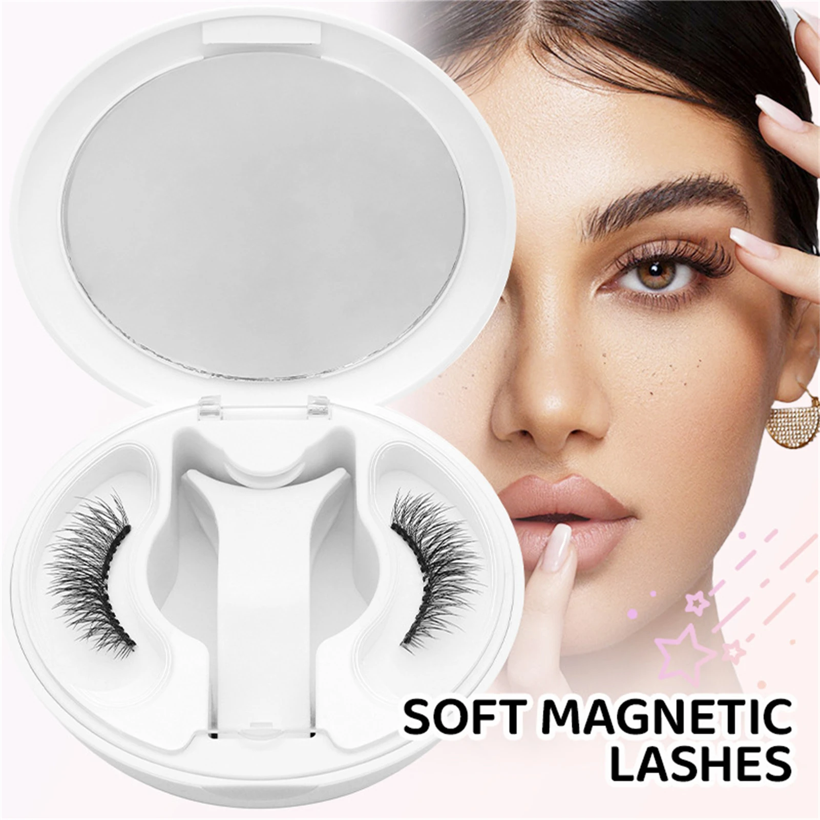 ソフト磁気つけまつげフルストリップ 7-13 ミリメートル混合長さナチュラルボリュームファイバーまつげストリップ接着剤なし毎日のまつげメイク