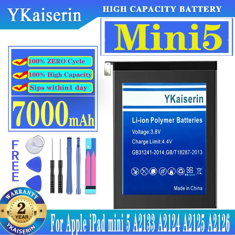 YKaiserin Mini5 7000mAh Replacement Battery for Apple IPad Mini 5 A2133 A2124 A2125 A2126 New + Track Code