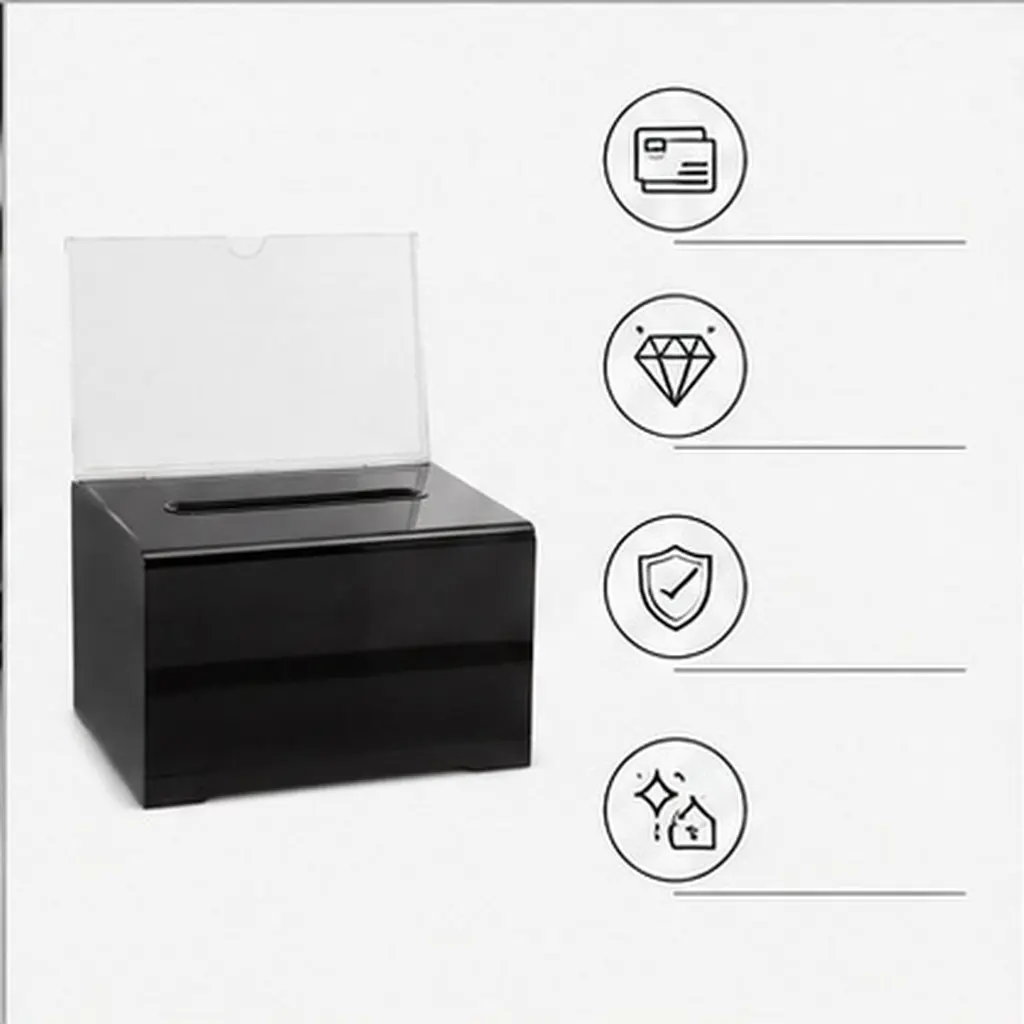 Transparent Acrylic Business Card Donation Collection Box Lockable Suggestion Ballot Box Large Capacity Organizer for Office
