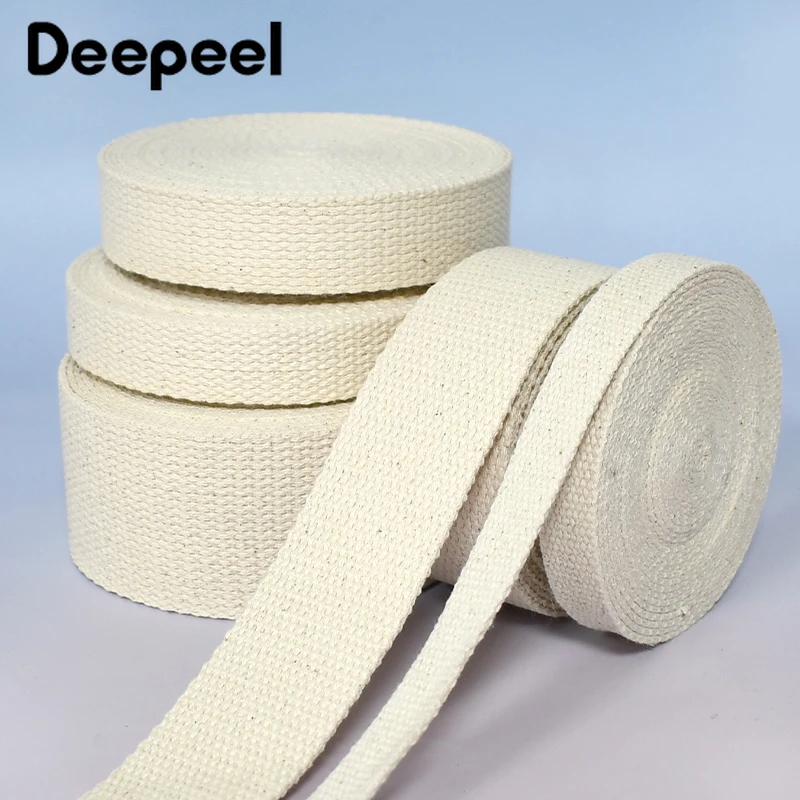 

9M 10-50mm Beige Cotton Webbing Canvas Bag Strap To The Meter Backpack Nylon Tape Sewing Belt Sling Decoration Band Accessories