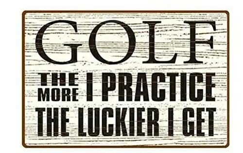 

Винтажный металлический жестяной знак для гольфа, я тренируюсь, Luckier, я возвращаюсь домой, кухня, бар, клуб, паб, настенные декоративные знаки 12x8 дюймов