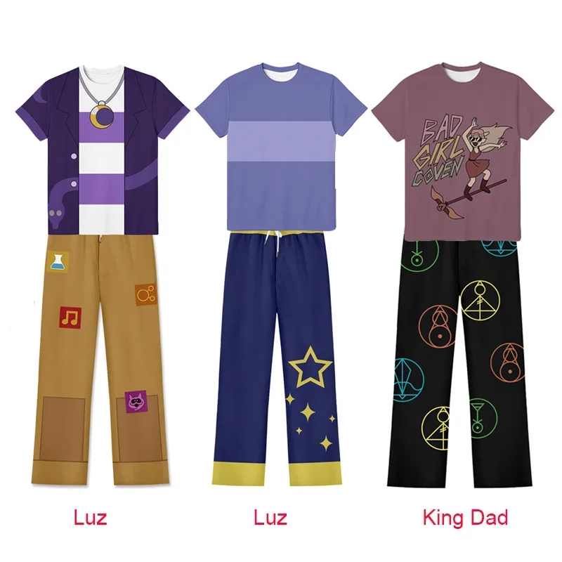 The Owl Cos House Season 3 Luz Noceda King Dad Cosplay t-shirt Pants Set Halloween Carnival Party travestimento Suit