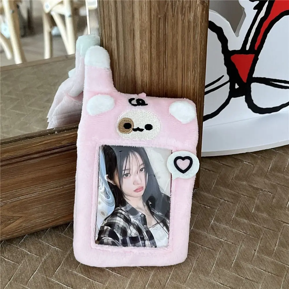 Koreański styl Pluszowy uchwyt na karty fotograficzne INS Puppy Design Cartoon Card Cover 3inch z brelokiem do kluczy Etui ochronne na zdjęcie Dziewczyna