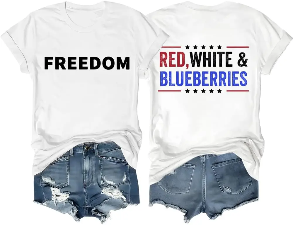 Red White and Blueberries Shirt & V Neck Freedom Shirt Unisex