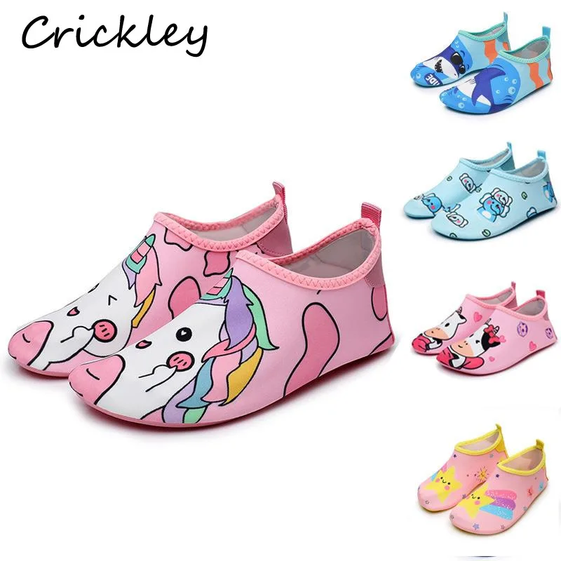 

Cartoon Unicorn Cat Children's Water Shoes Shark Dinosaur Star Quick Dry Girls Boys Aqua Shoes Diving Kids Swimming Slippers