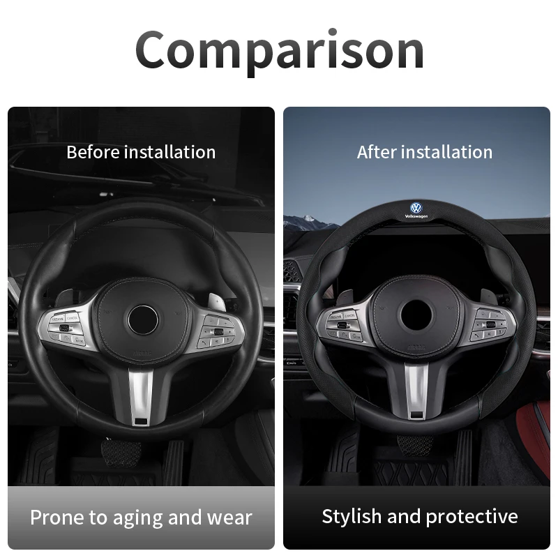 Volkswagen Car Steering Wheel Cover Accessories For VW GTI Polo Golf MK6 MK7 Passat B6 Tiguan Arteon Jetta Beetle T-ROC ID.3 CC view 2