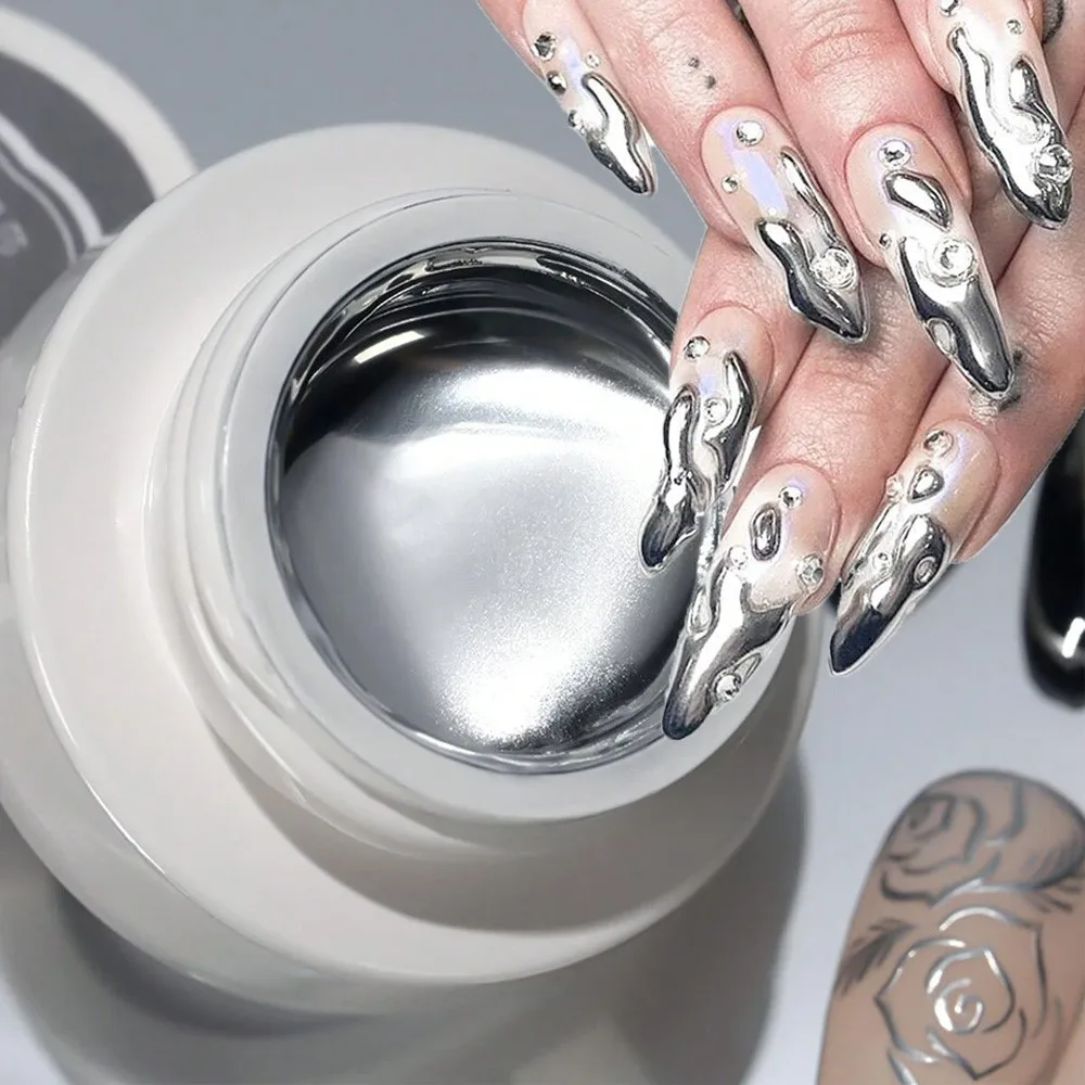 Esmalte de Gel de pintura metálica Ultra brillante, 5g, esmalte de uñas de Gel de espejo plateado, líneas de dibujo de flores, pintura de uñas francesas, dibujo de Gel UV
