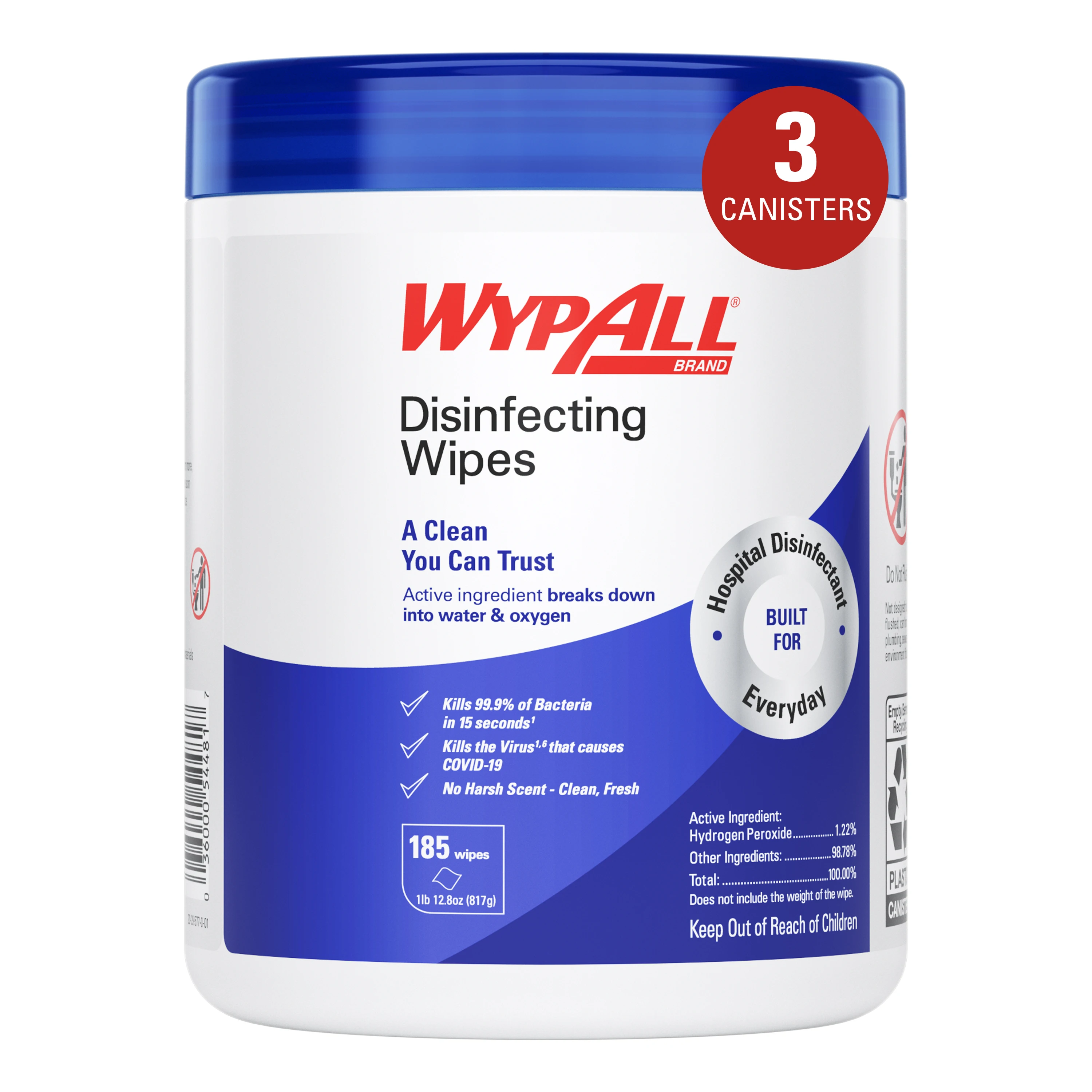 

Brand Disinfecting Wipes (54481), with Hydrogen Peroxide Disinfectant Cleaner for Commercial, Industrial & Healthcare, 5.75 x 7