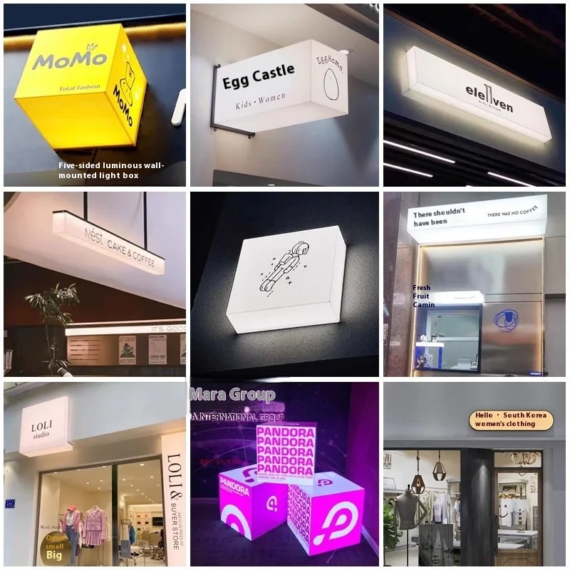 custom.Customized Full-Body Luminous Outdoor Advertising Light Box Acrylic Rectangle Door with Aluminum Frame Hanging Billboard