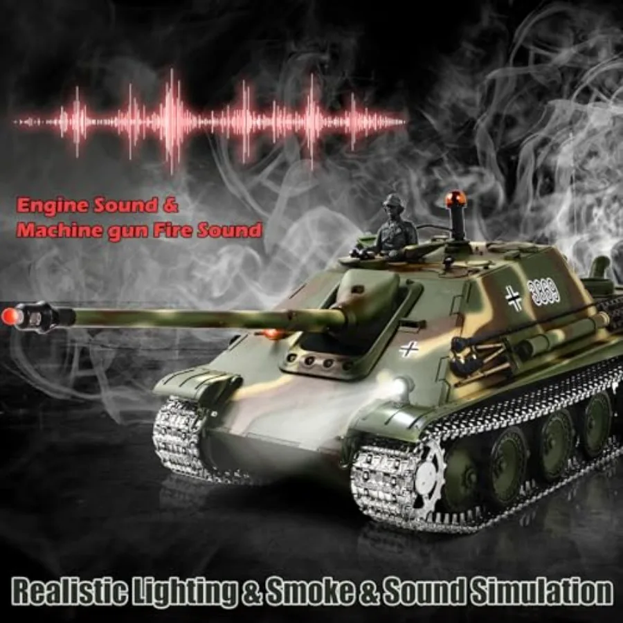 1/16 RC Panzer Heng Long Deutscher Jagdpanther Armee Spielzeug mit Rauch Sound Licht 2,4G Fernbedienung Panzer, der aufgerüstete Metall T schießt