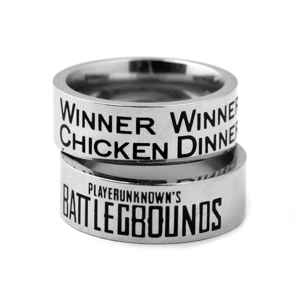 Hot Game Playerunknown's Battlegrounds PUBG Literal Rings Stainless Steel Ornament Finger Jewelry Accessories Unisex Fans Gifts