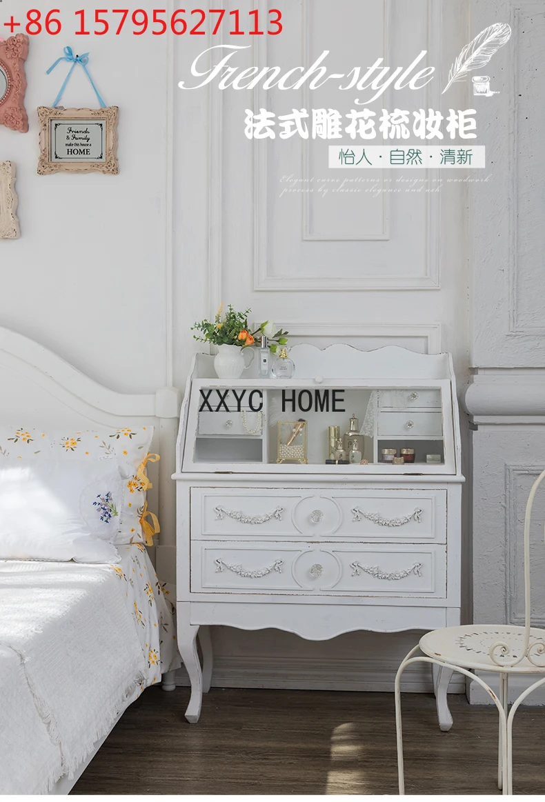 

Французский туалетный столик-комод для спальни, ретро-комбинация: тумба для макияжа, прикроватный комод с ящиками
