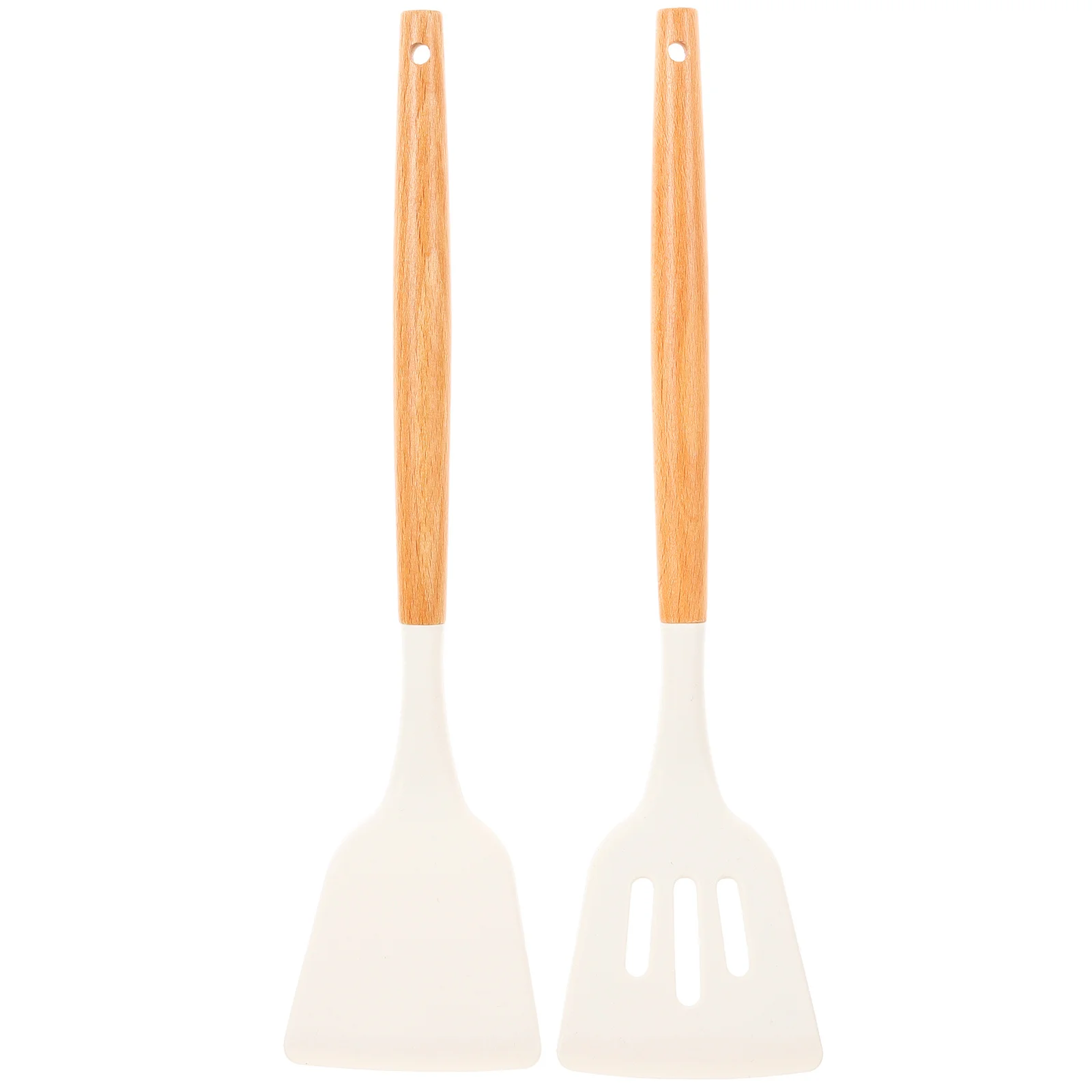 

2pcs Silicone Spatula Set Non-Stick Cooking Utensils Kitchen Wood Handle Heat Resistant Spatulas For Nonstick Cookware Kitchen