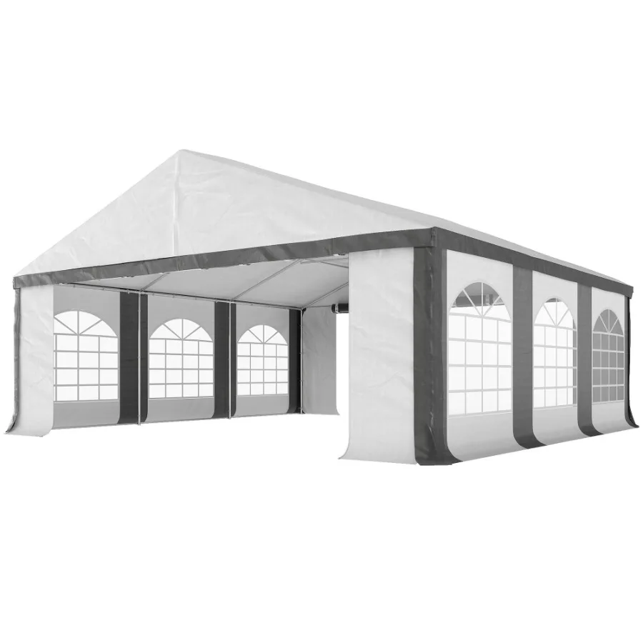 

20' x 20' Heavyduty Large Wedding Tent Outdoor Carport Garage Party Tent Patio Gazebo Canopy with Sidewall Gray
