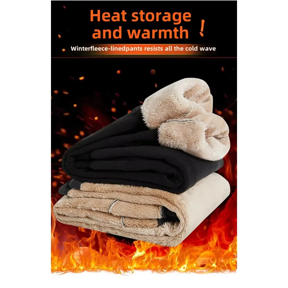 

Winter Thick Wool Lined Casual Pants Suitable for Both Men and Women Palace Casual Loose Straight Leg Style Warm Sports Pants