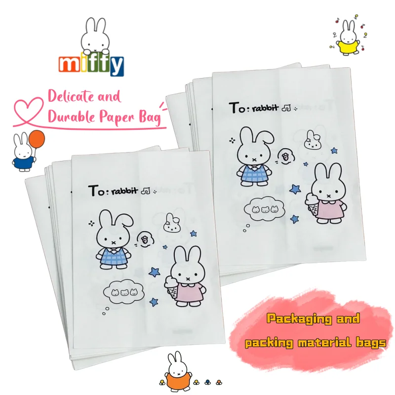 New Miffy Rabbit Self-sealing Paper Bag High Color Value Simple Cute Packaging Packaging Material Exquisite and Durable Gift Bag
