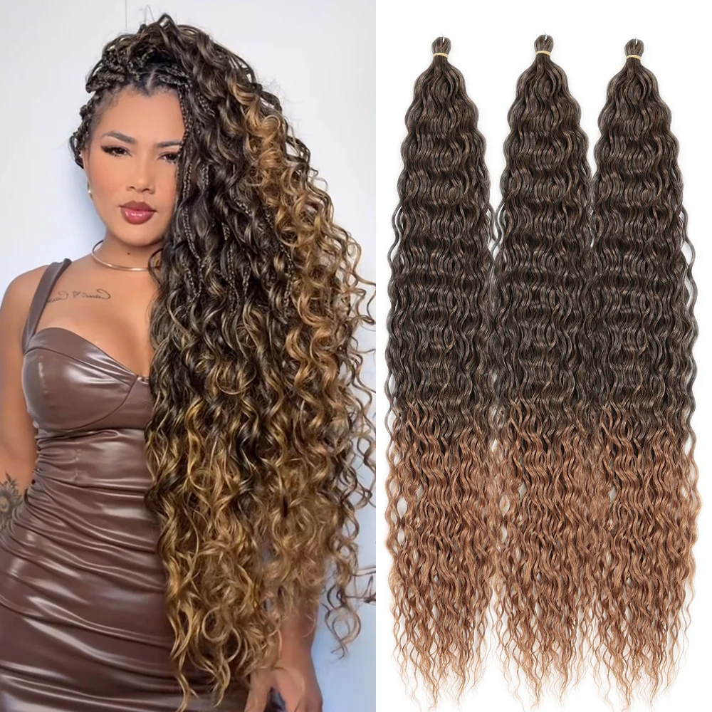 

30" Ariel Curl Water Wave Twist Crochet Hair Synthetic Crochet Braids Blonde Afro Curls Deep Wave Braiding Hair Heat Resistant
