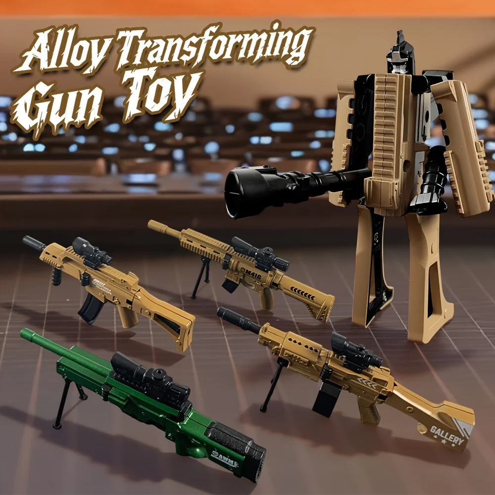 Alloy ABS Transforming Gun Robot Toy 2 Modes Deformation Flexible Joints Mini Action Figure Collectible Model Kids Boys Gift
