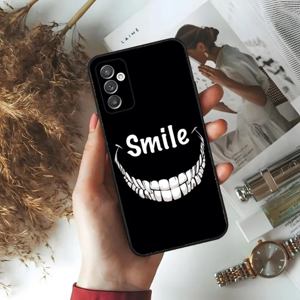 Smiley Creepy Face Scared Demon Phone Case For Samsung S24,23,22,30,21,10,9,Ultra,Plus,Lite,FE,5G Black Soft Case