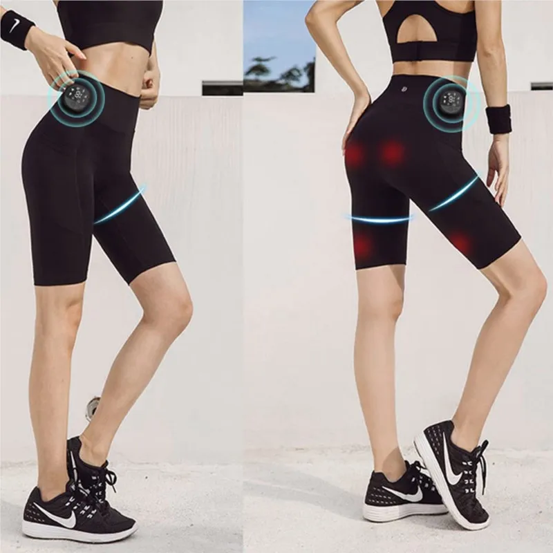 High Waist Yoga Pants with EMS Muscle Stimulator Buttocks Hip Trainer Abdominal ABS Stimulator Fitness Body Slimming Massager