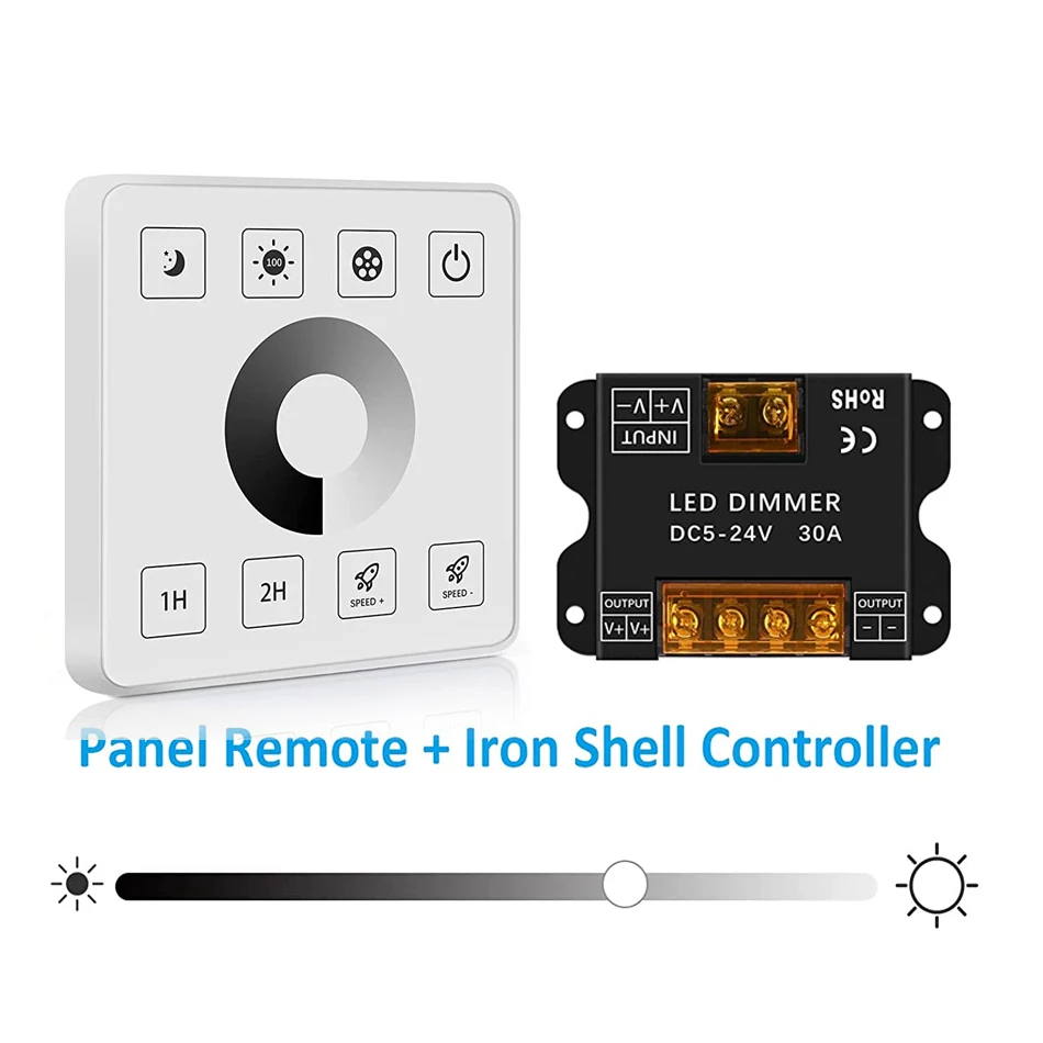 30A RF Wireless controller Wall- Mounted Touch Panel Dimmer Control for DC5-24V 5050 5630 Single Color LED Strip Lighting