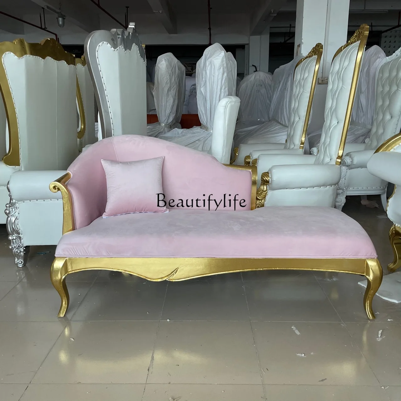 03.European solid wood concubine wedding scene arrangement sofa living room hotel sofa chair