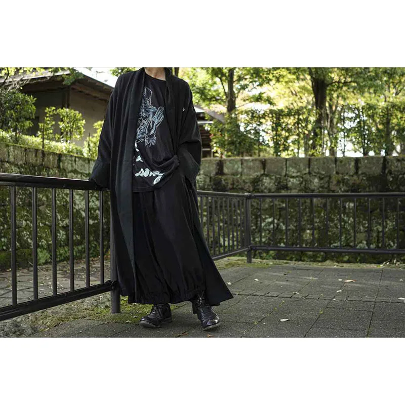TOP-YAMAMOTO Japanese original design dark and niche black loose printed silhouette pants