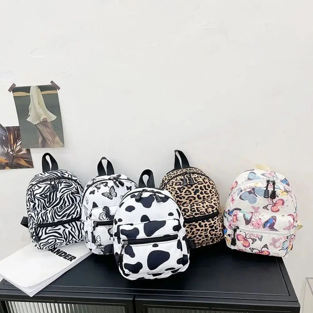 Zaino da donna alla moda leopardato Borsa a tracolla con stampa mucca Borsa da libro piccola Borse da scuola casual ad alta capacità da viaggio