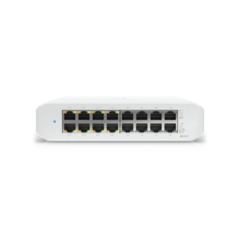 UBIQUITI USW-Lite-16-PoE 8 Ports PoE Switch Layer 2 Switch 8x1GbE PoE+ RJ45 Ports, 8x1GbE RJ45 Ports, 45W PoE Switch Supply