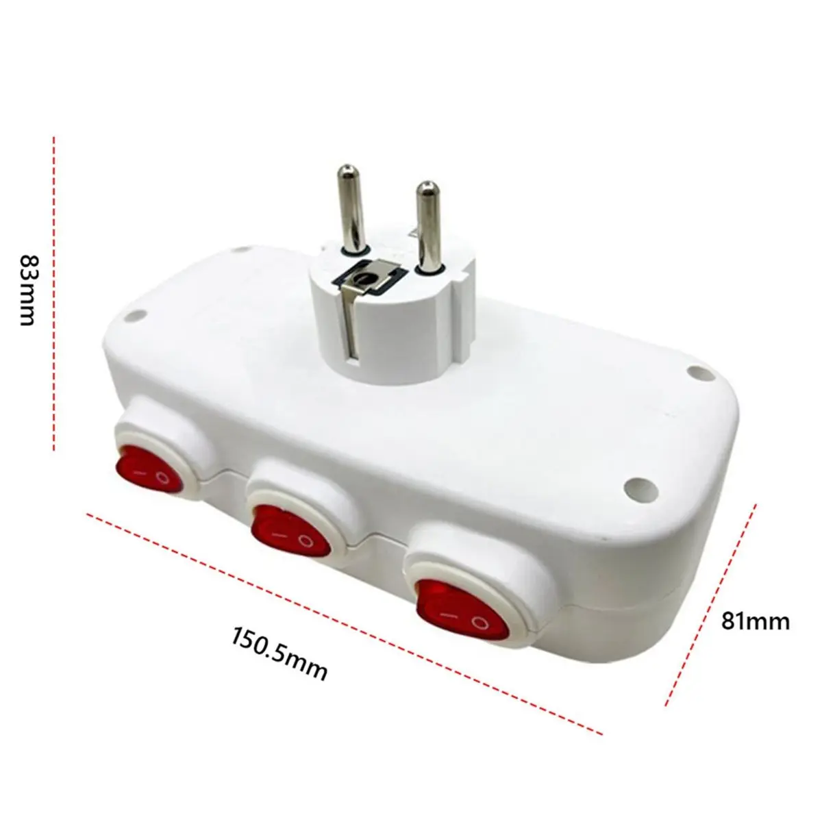 AA19 Multifunctional Extension Socket with 3 Individual Switches, Portable Power Converter EU Plug