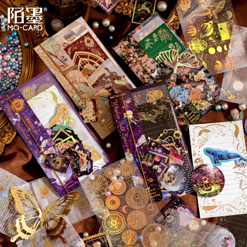 40 stücke Vintage Bronzing Aufkleber Material Papier Set Planer handgemachte DIY Tagebuch Album Scrap booking Zubehör