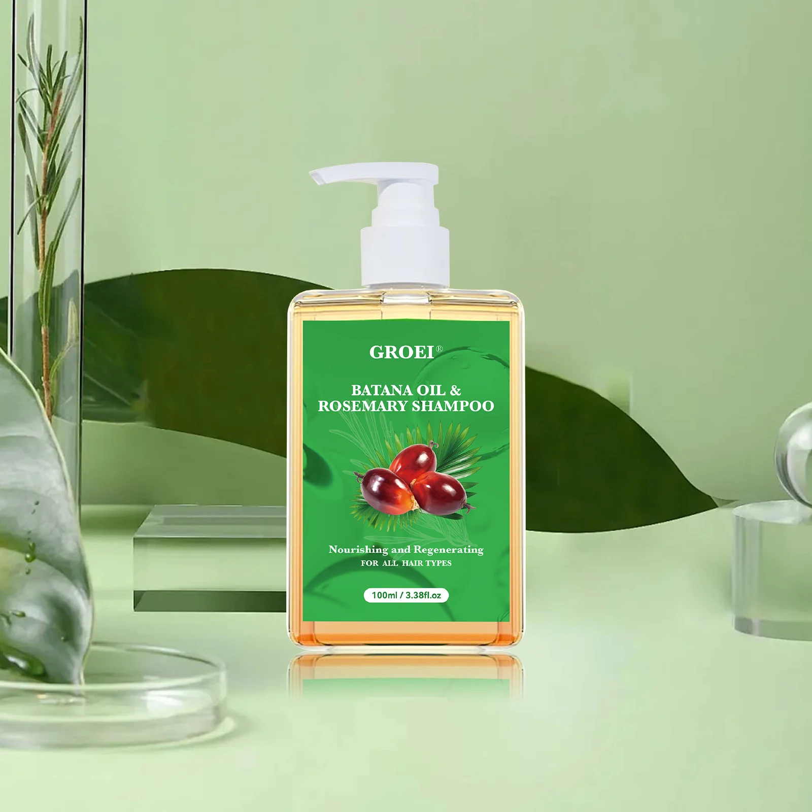 

100 мл шампунь GROEI Batana с маслом и розмарином, питательный восстанавливающий уход за волосами, контроль вьющихся волос, укрепление корней волос, все типы волос