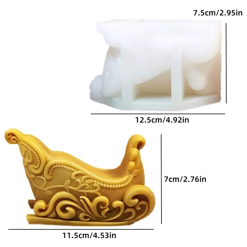 Sleigh Shape Candle Silicone Mold Sleigh Pirate Ship Candle Mould Resin Plaster Cement Concrete Molds Home Decor Christmas gift