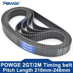 POWGE 2M 2GT Timing Belt Lp=210 212 214 216 218 220 222 224 226 228 230 232 234 236 238 240 242 244 246 248 Width 6/9mm Rubber