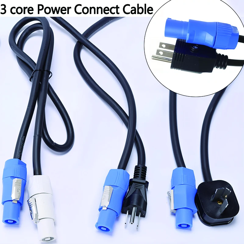 Black 3x0.75mm² US Plug Power Extension Cord for Stage Light LED Beam Par Can Moving Head Event Show 1.2M Power Connect Cable