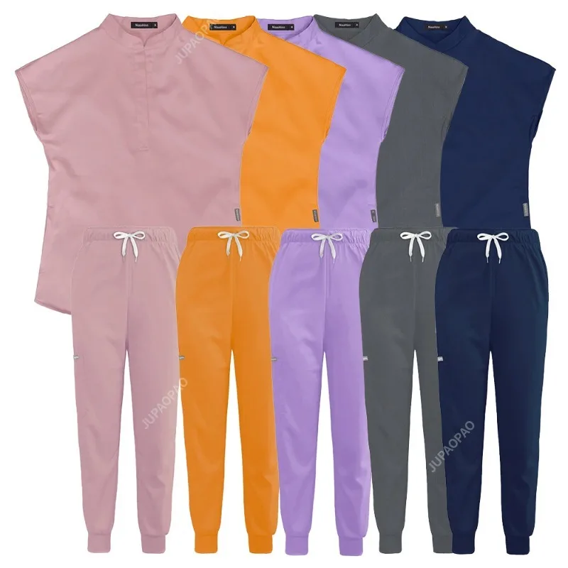 

New Tops+pant Medical Uniform Surgery Scrubs Shirt Short Sleeve Pet Shop Doctor Nurse Nursing Uniform Set Women Workwear Scrub