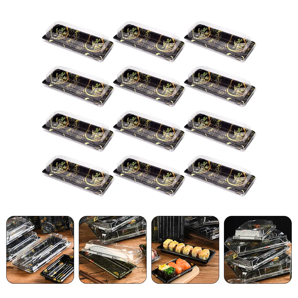 

20pcs Plastic Sushi Takeout Container Packing Disposablecarry Out Box Lunch Storage Eco Friendly Heat Preserved For Restaurants