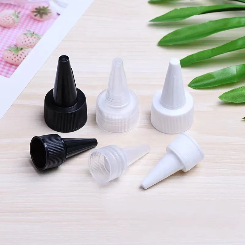 50pcs/lot 18/410 20/410 24/410 sharp pointed mouth cap push pull cap for 300ml 500ml 250ml Plastic GEL bottle