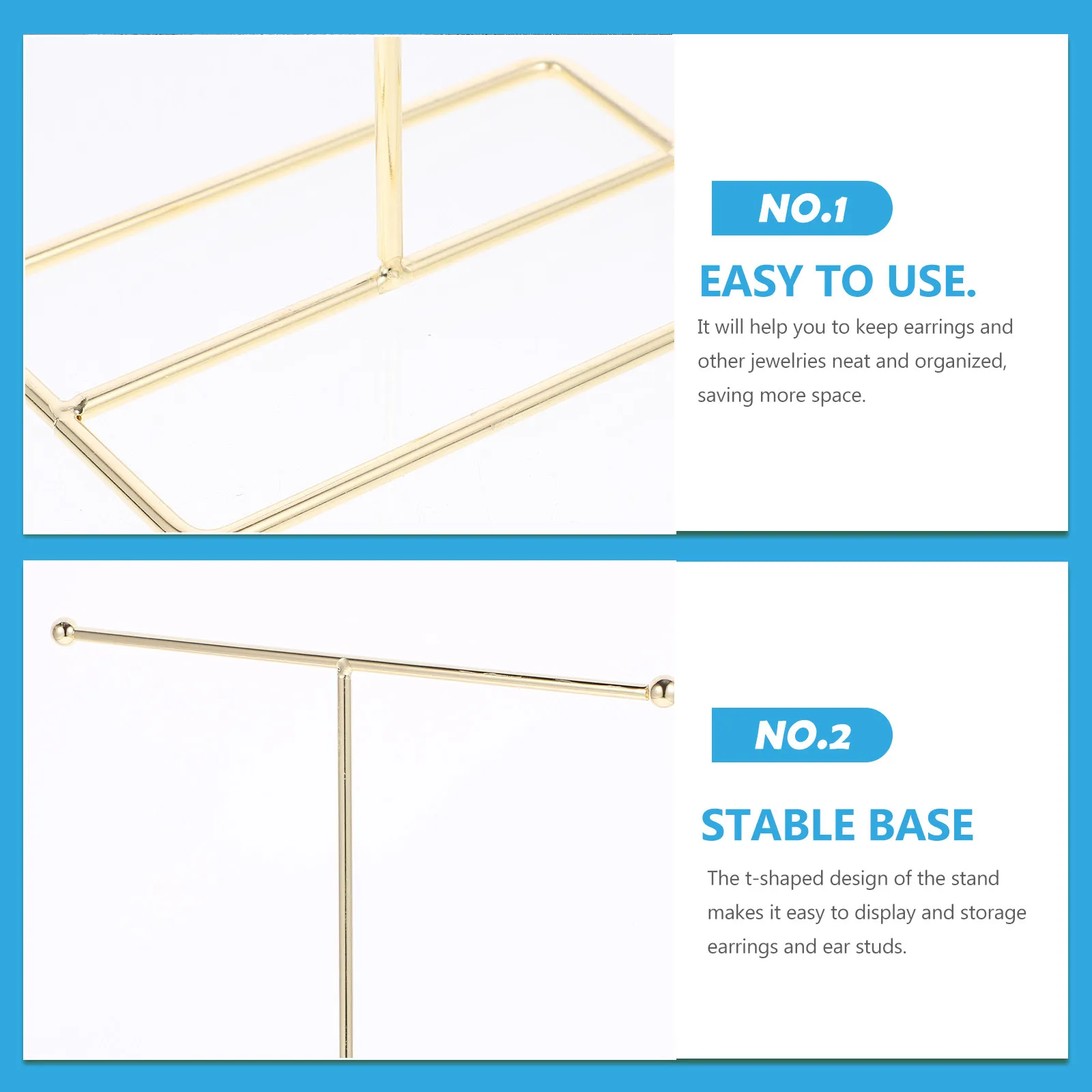 

T Bar Jewelry Display Stand Metal Necklace Holder Earring Organizer Rack for Bedroom Bathroom Retail Store Display Gift