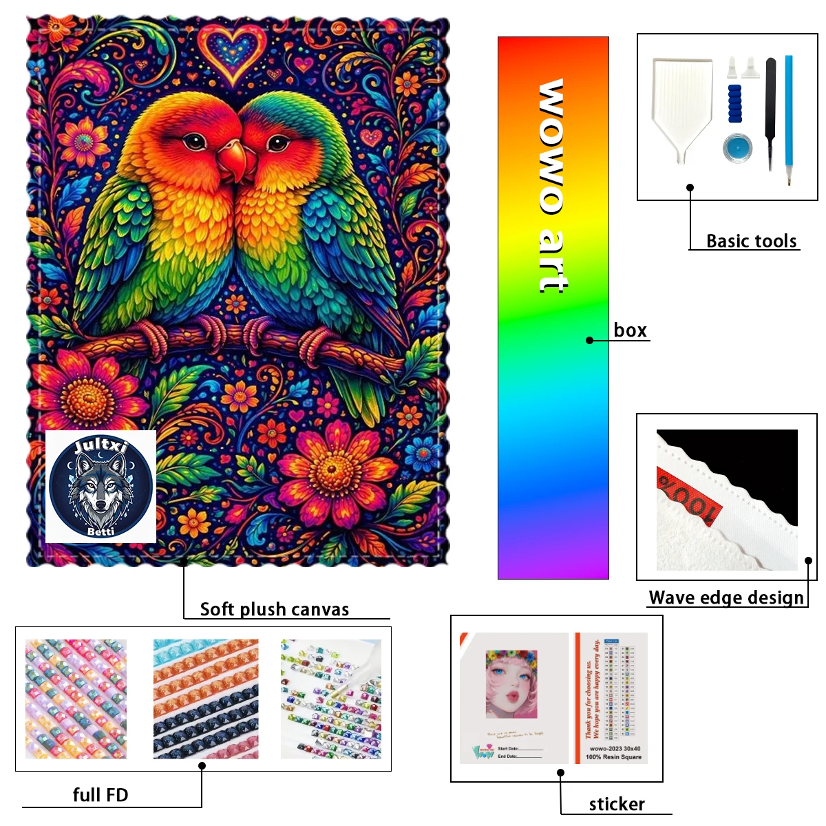

【Betti_ Diamond Art】Pájaro de pareja Crystal AB Rhinestone FD Rhinestone Perfect Resin Diamond